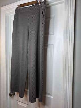 Max Studio London High-Rise Black & Tan Chevron Wide-Leg Pants Large